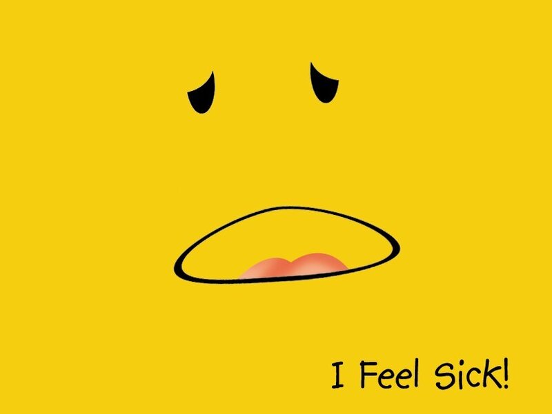 yellow face feels sick