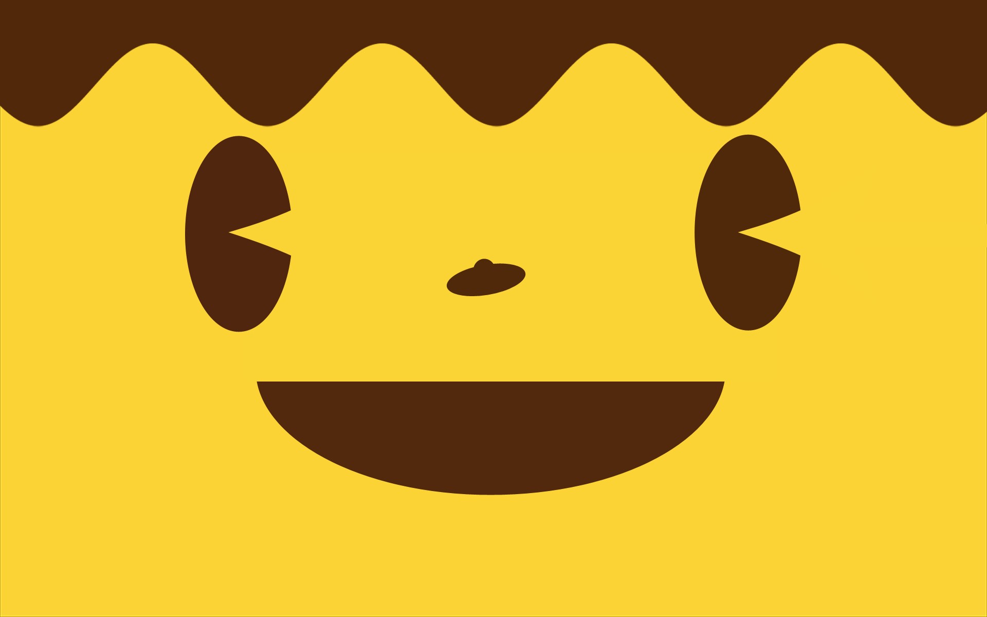 yellow face with chocolate drizzle