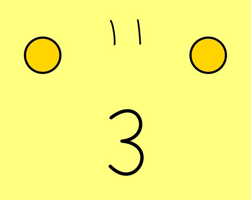 yellow face with number three