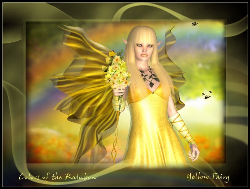 Yellow Fairy Holding Flowers