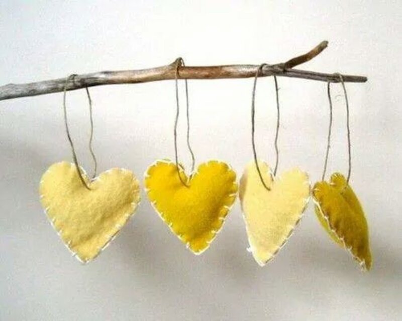 Yellow Felt Hearts