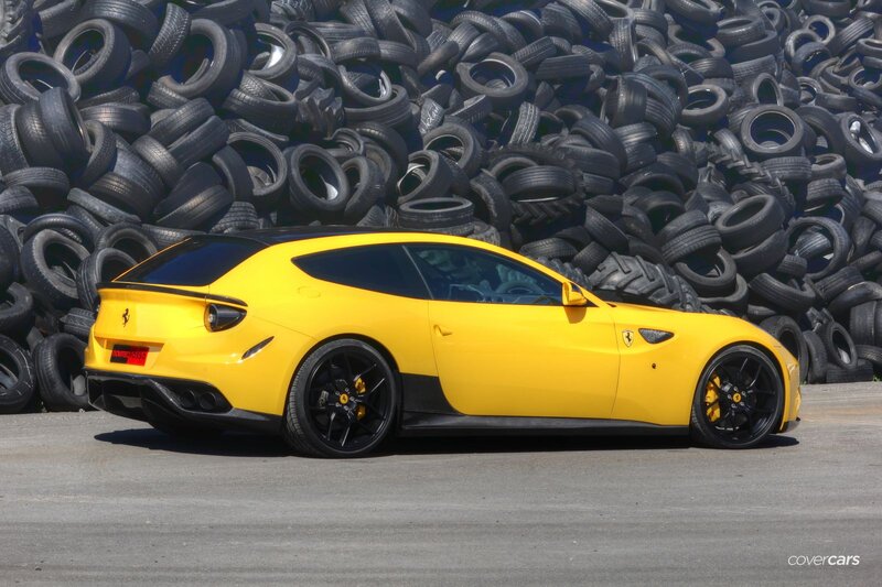 Yellow Ferrari Car — Dramatic, Afternoon, Photograph, Tires, Road