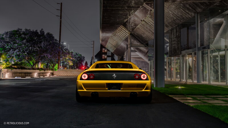 Yellow Ferrari Car — Dramatic, Night