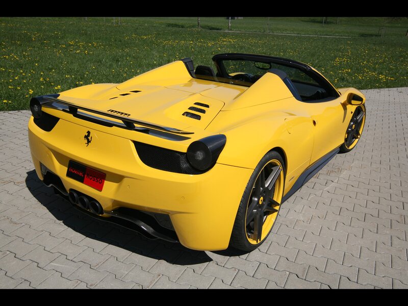 Yellow Ferrari Convertible — Calm, Afternoon, Photograph, Car, Grass