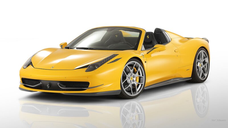 Yellow Ferrari Convertible — Clean, Photograph