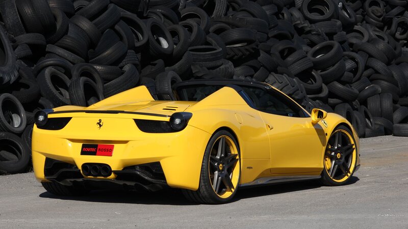 Yellow Ferrari Convertible — Dramatic, Afternoon, Photograph