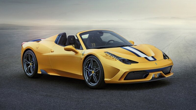 Yellow Ferrari Convertible — Dramatic, Morning