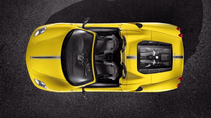 Yellow Ferrari Convertible — Dramatic, Photograph, Car Interior