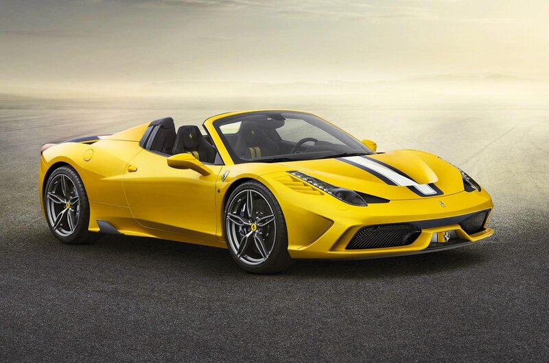 Yellow Ferrari Convertible — Dramatic, Photograph, Stripes