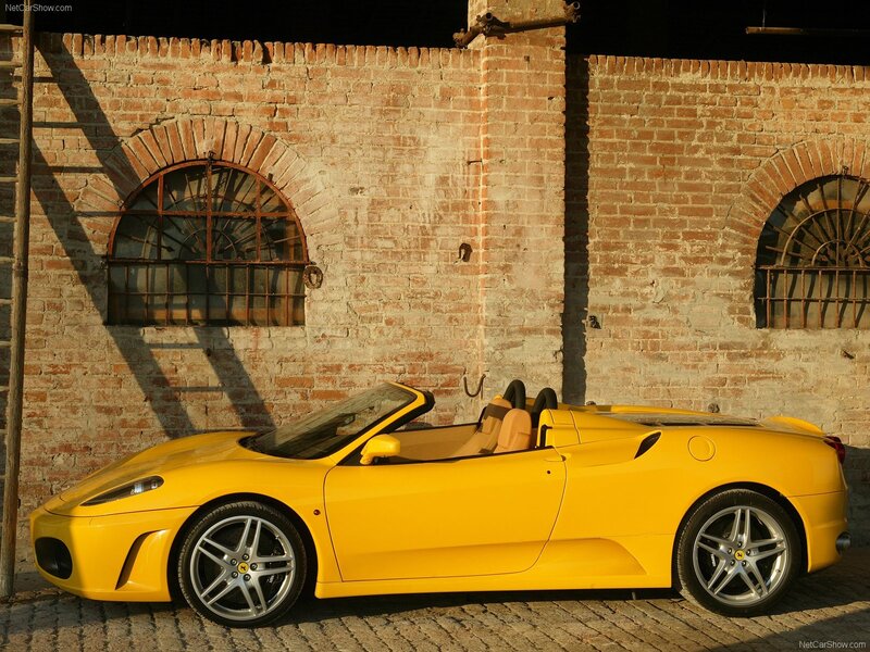 Yellow Ferrari Convertible — Dramatic, Sunset