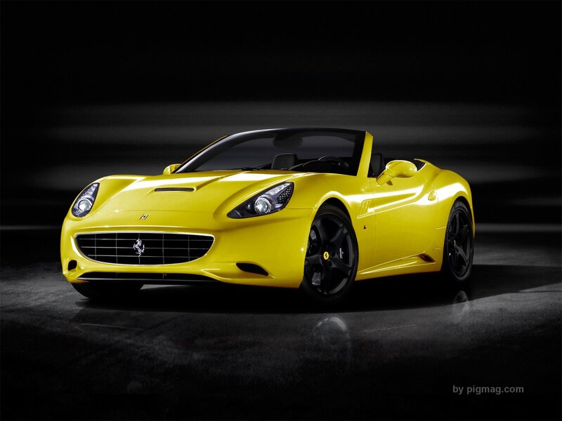 Yellow Ferrari Convertible — Dramatic