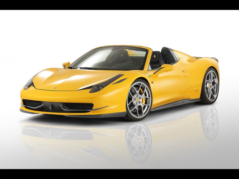 Yellow Ferrari convertible sports car