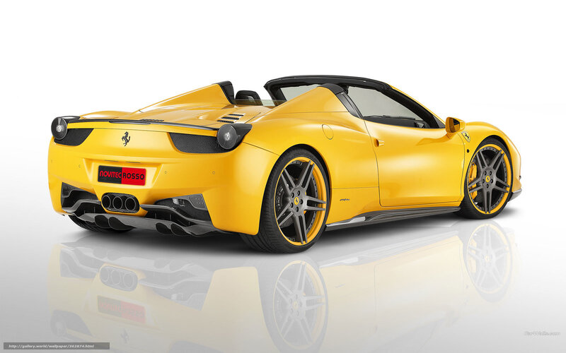 Yellow Ferrari convertible sports car