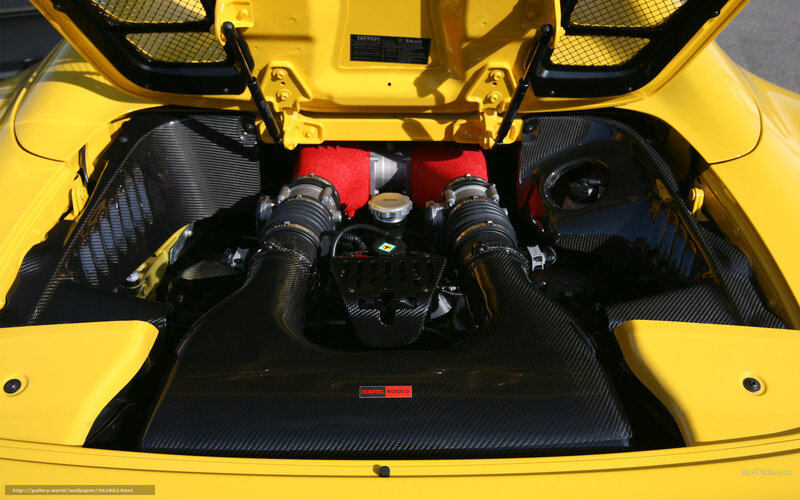 Yellow Ferrari Engine