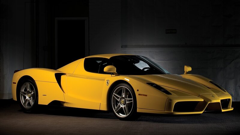 Yellow Ferrari Enzo — Dramatic, Photograph, Car, Garage