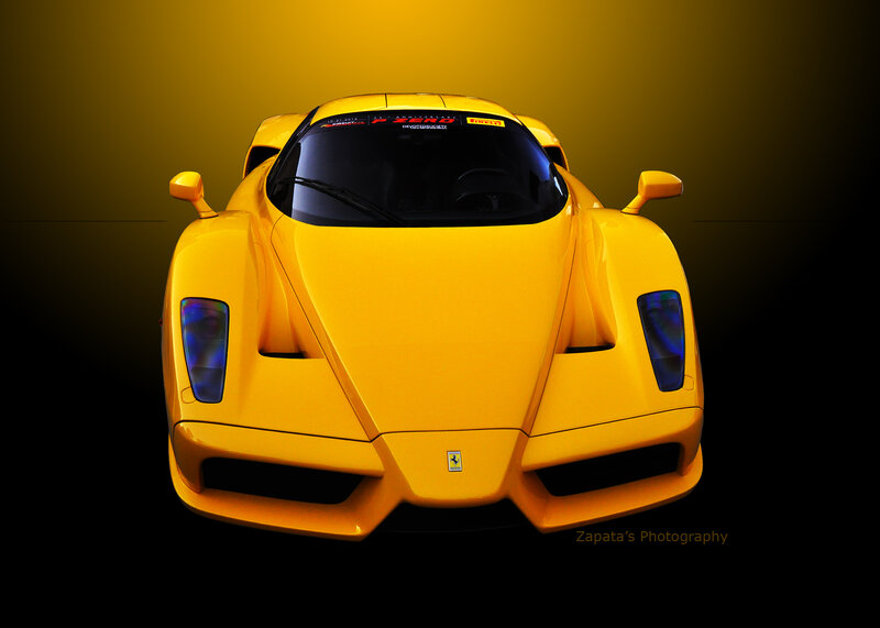 Yellow Ferrari Enzo — Dramatic, Photograph, Car