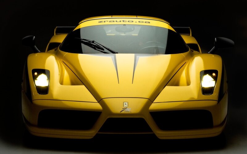 Yellow Ferrari Enzo front view