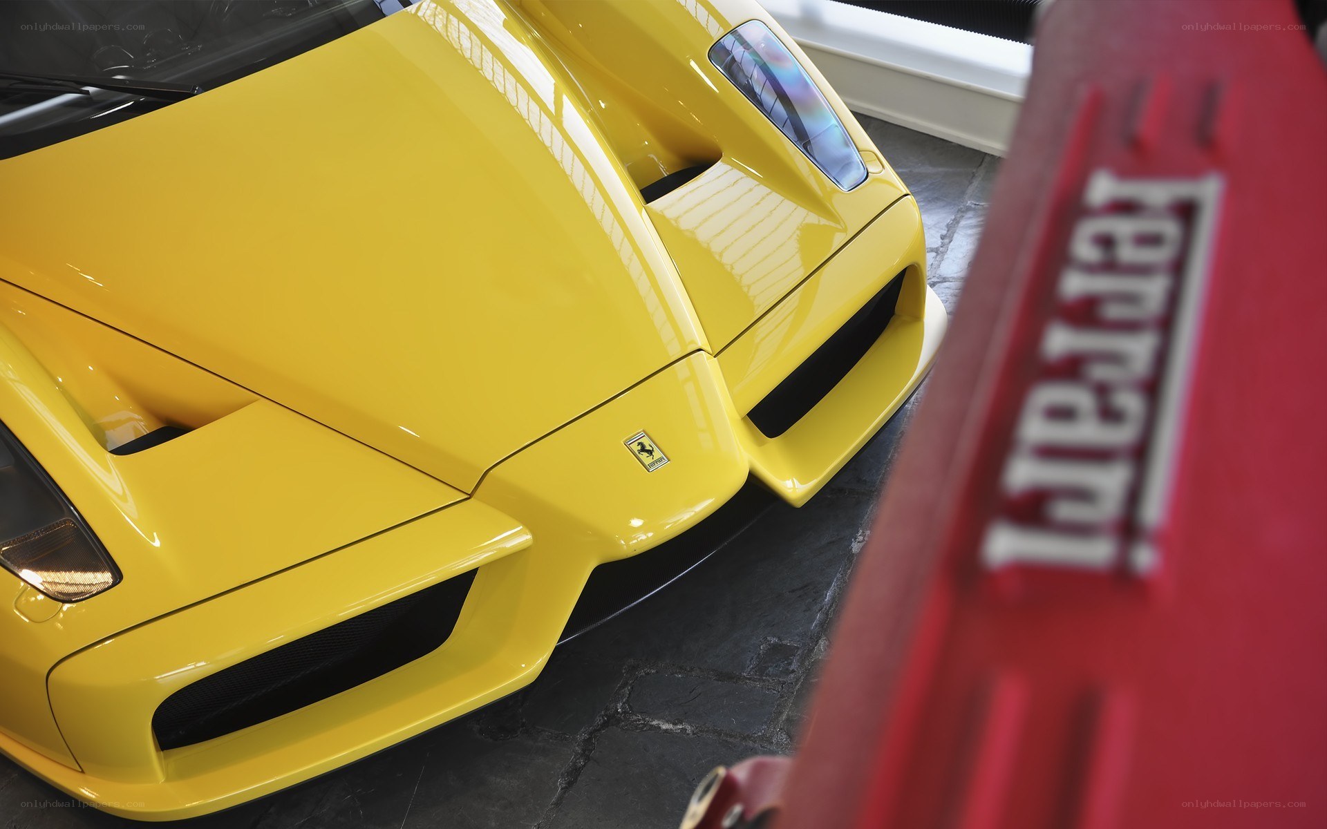 Yellow Ferrari Enzo front view
