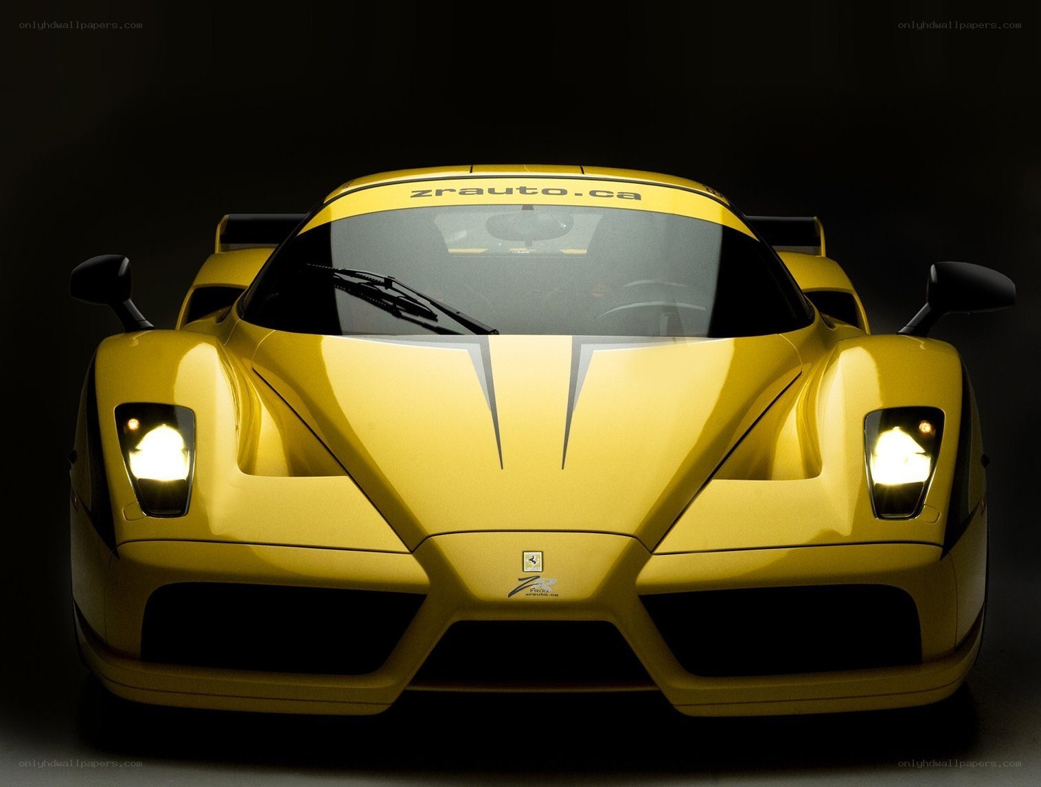 yellow ferrari enzo front view