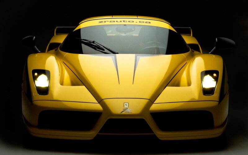 yellow ferrari enzo front view
