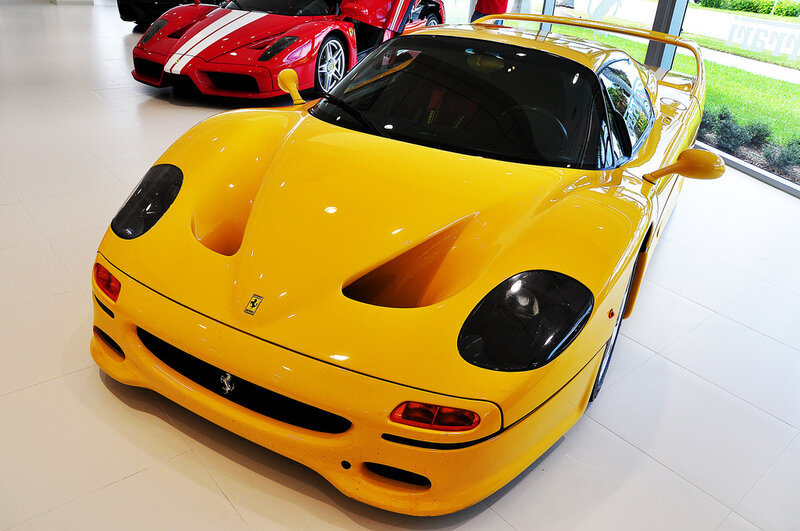 Yellow Ferrari F50 sports car