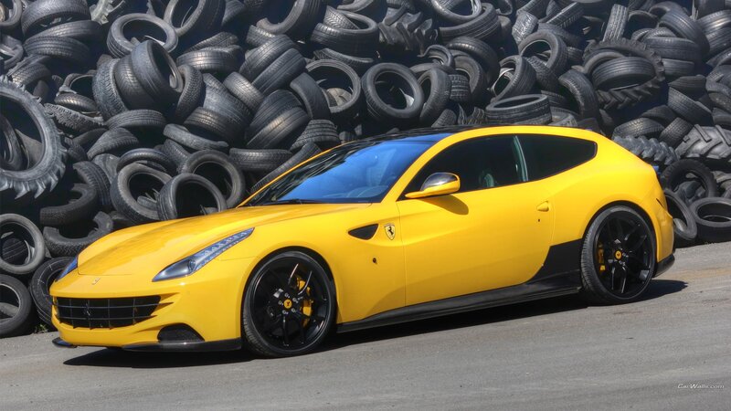 Yellow Ferrari FF car