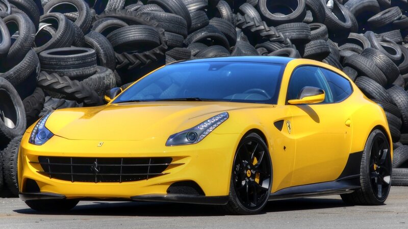 Yellow Ferrari FF sports car