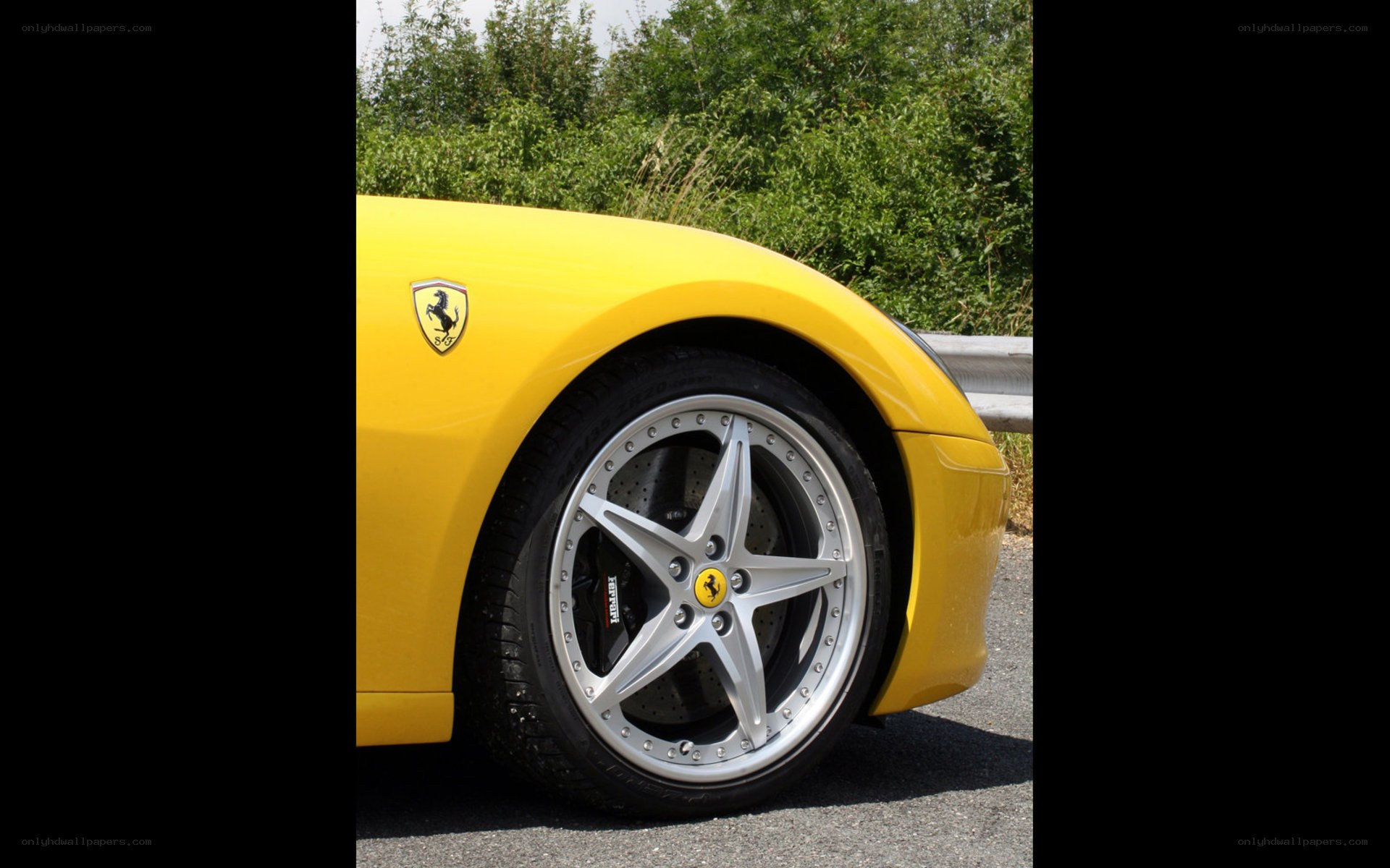 Yellow Ferrari front wheel