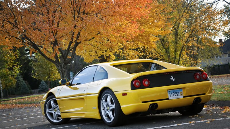 Yellow Ferrari in autumn