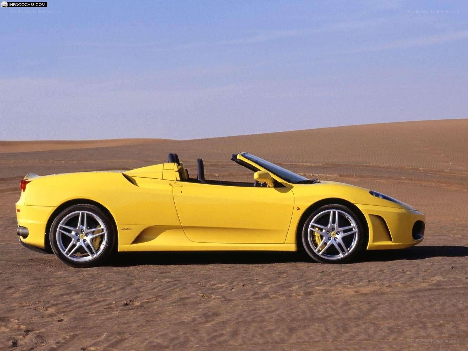Yellow Ferrari in desert