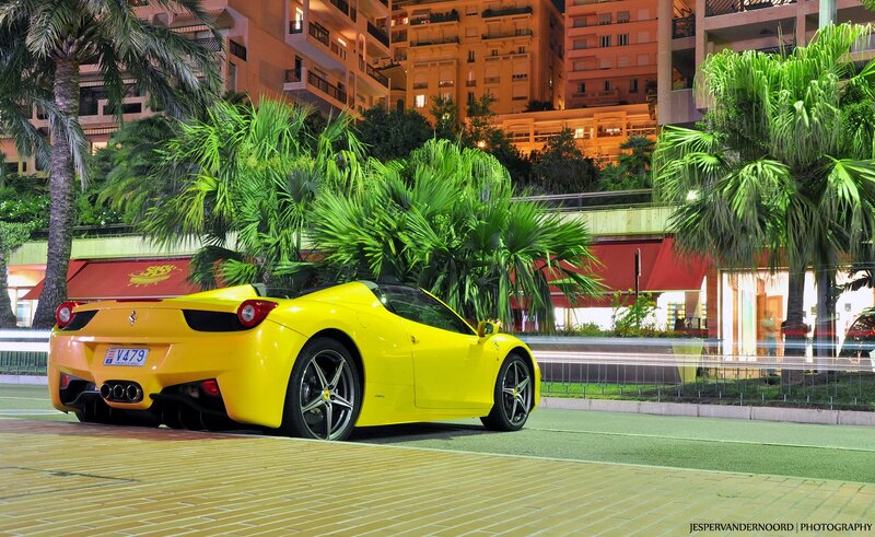 Yellow Ferrari in Monaco