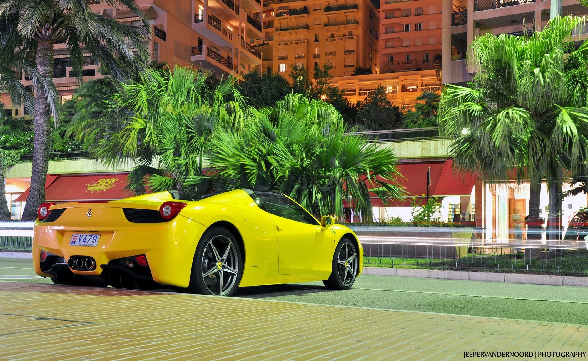 Yellow Ferrari in Monaco
