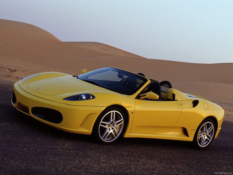 Yellow Ferrari in the desert