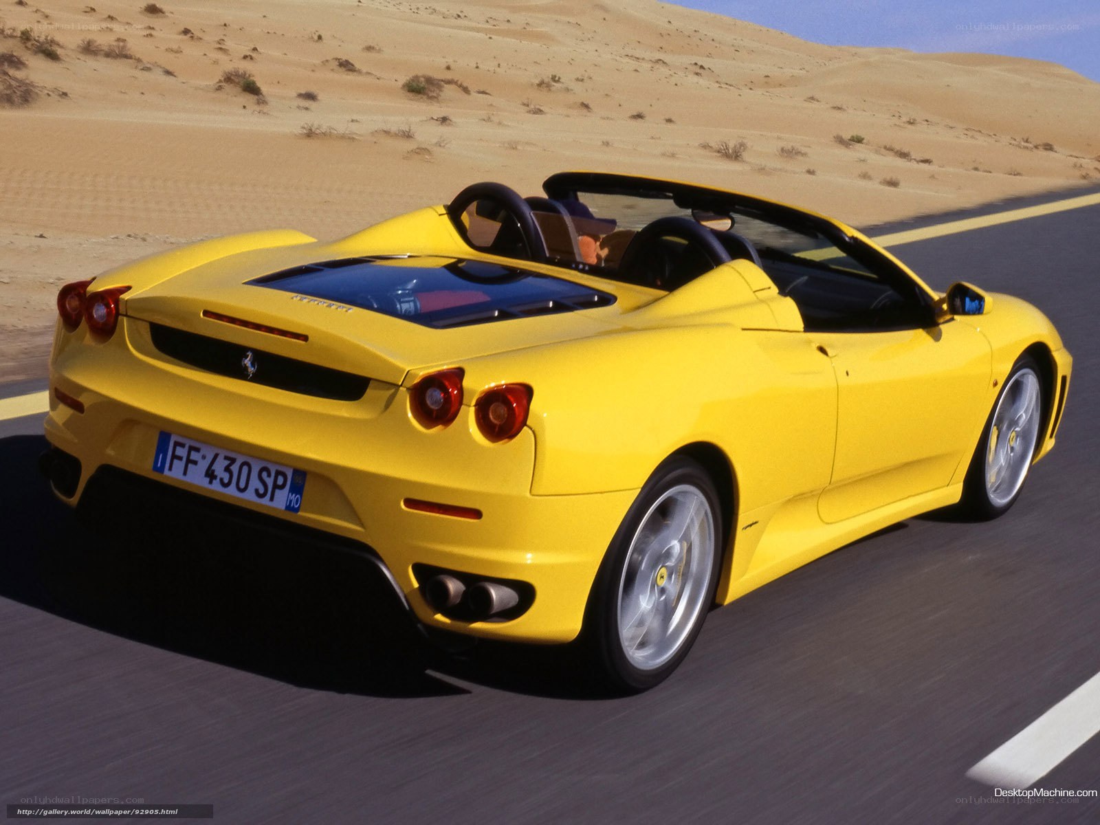 Yellow Ferrari in the desert