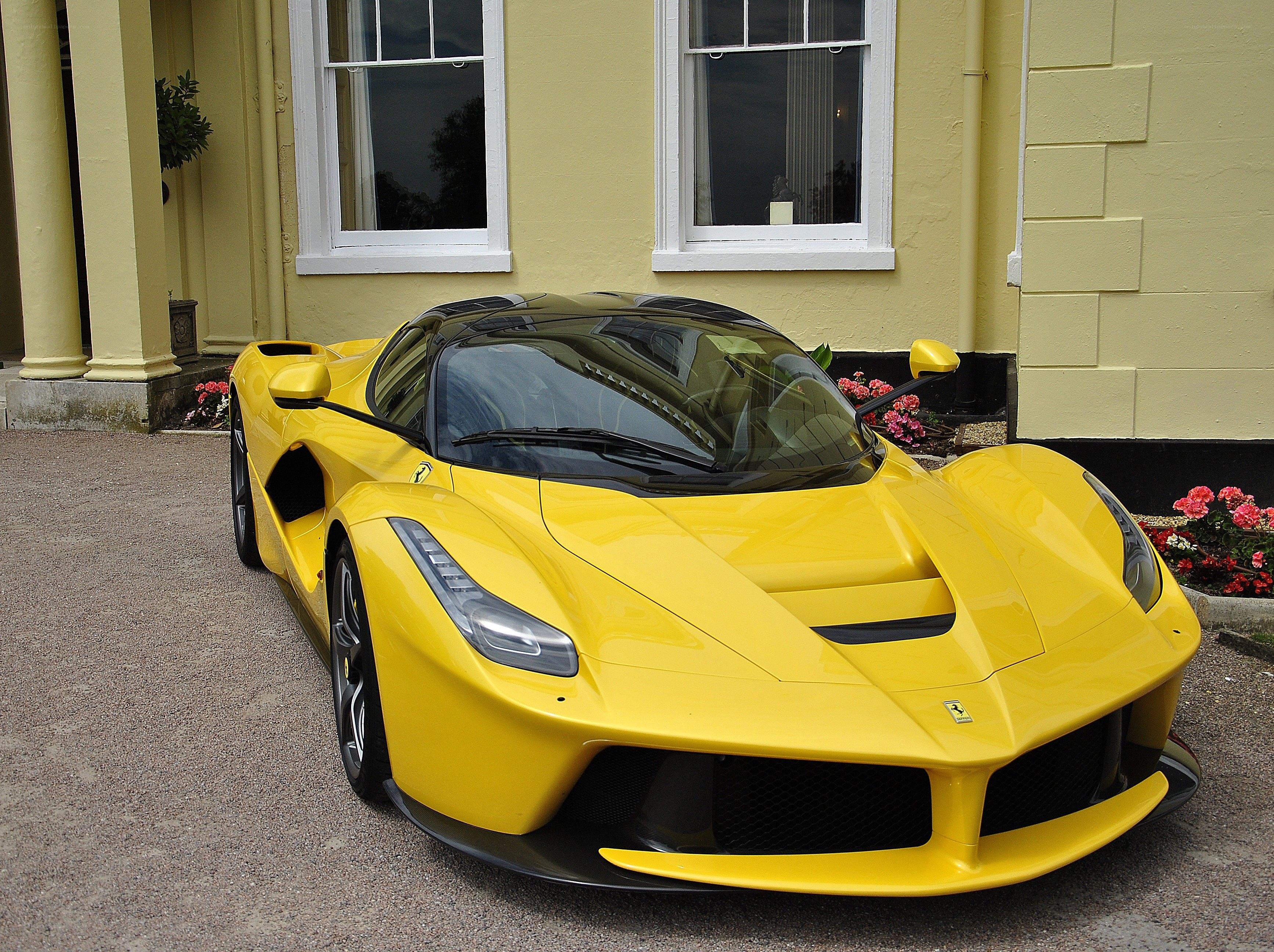 Yellow Ferrari LaFerrari parked