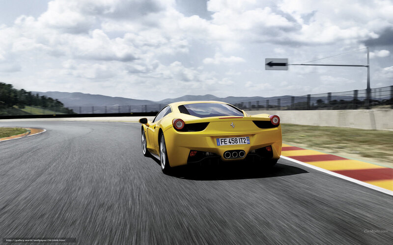 Yellow Ferrari on Racetrack — Dynamic, Afternoon