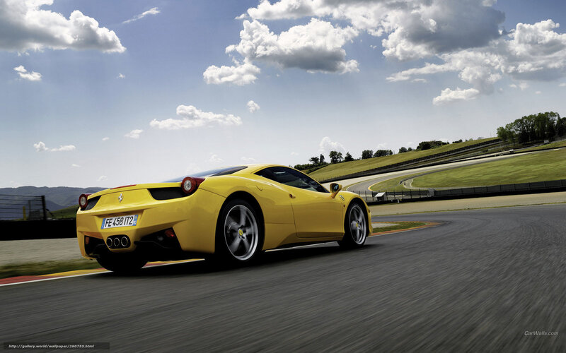 Yellow Ferrari on Racetrack — Dynamic