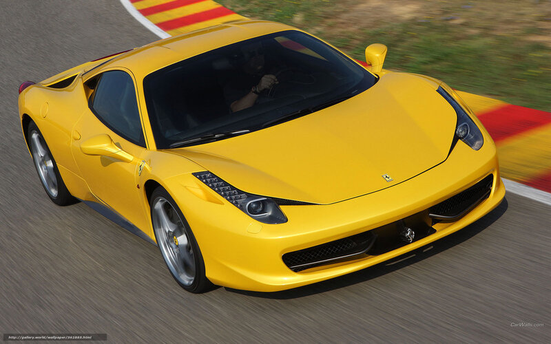 Yellow Ferrari on Track