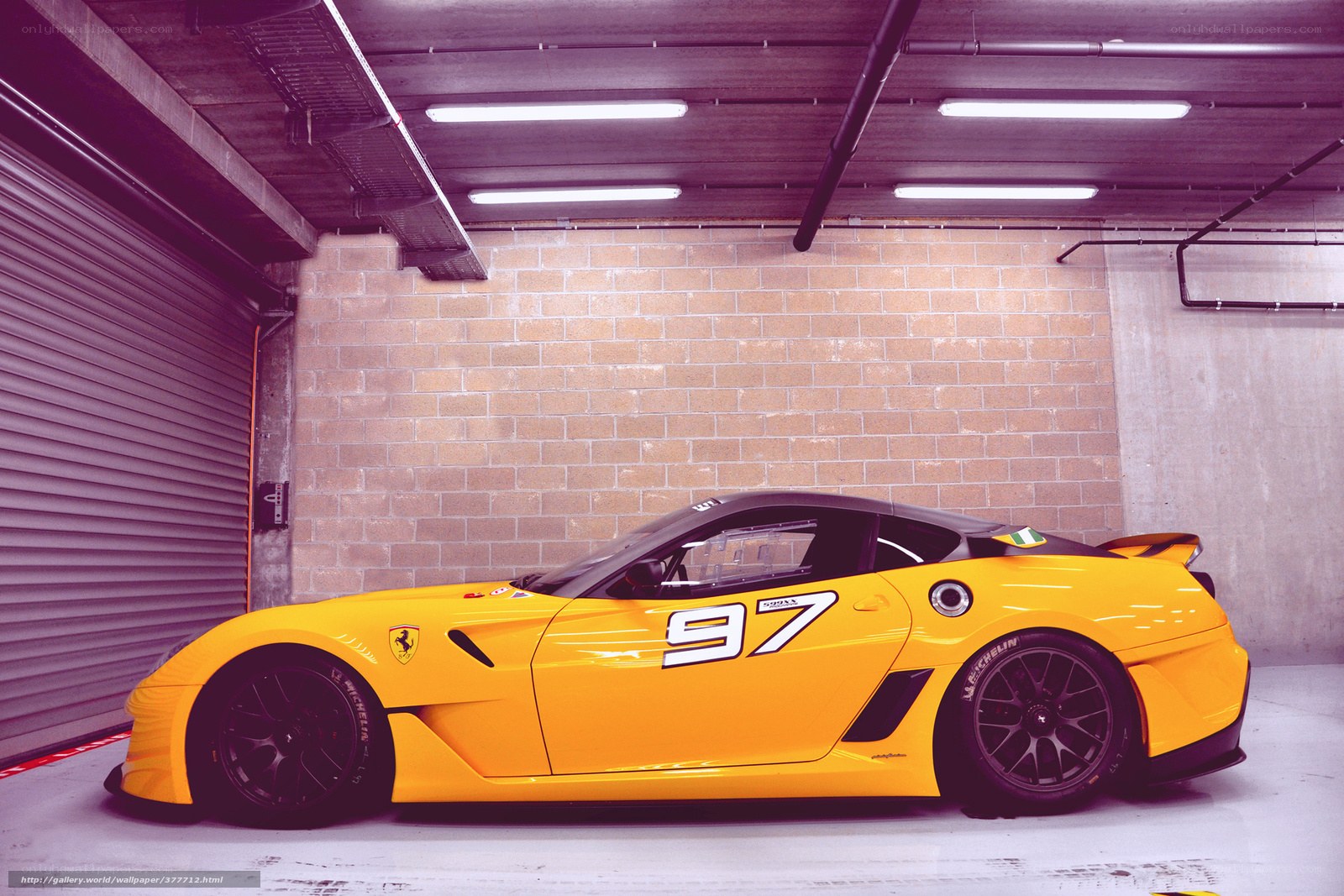 Yellow Ferrari race car