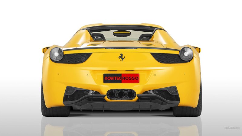 yellow ferrari rear view