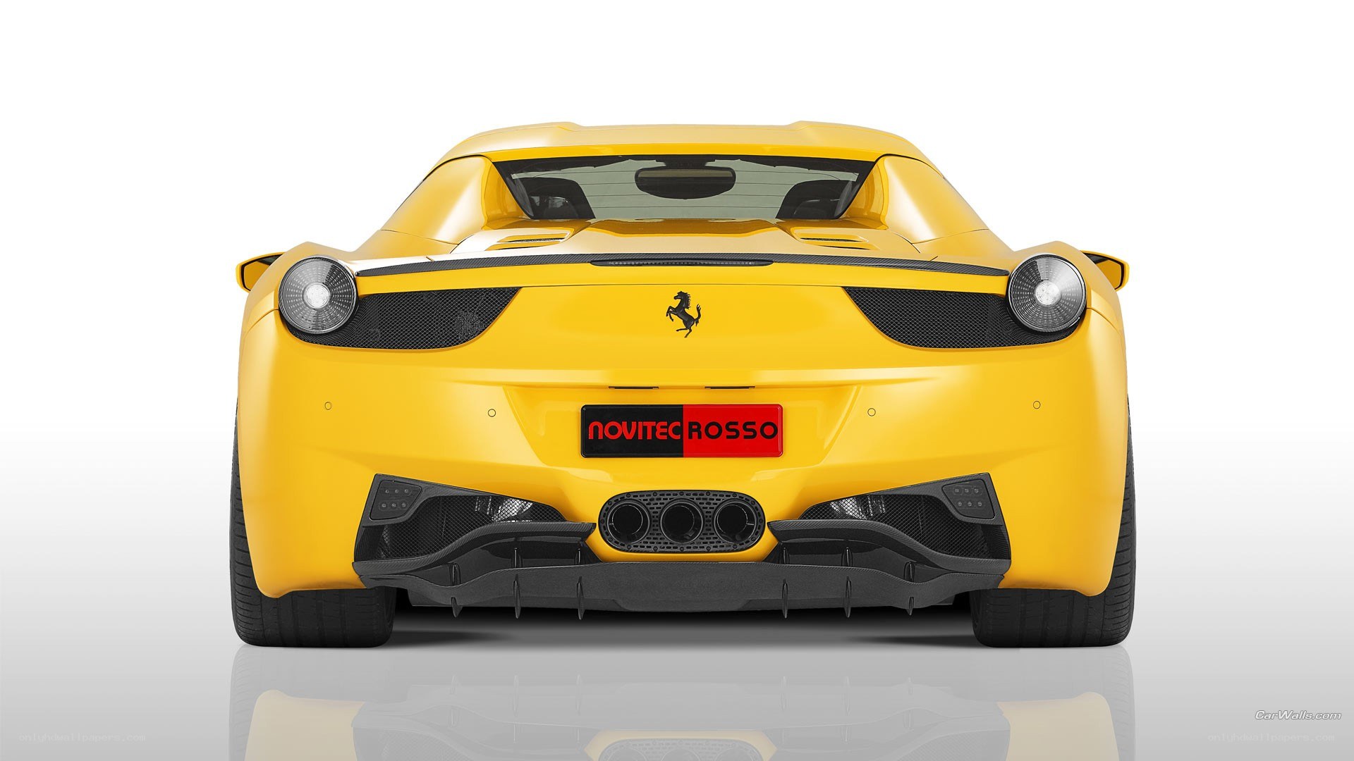 yellow ferrari rear view