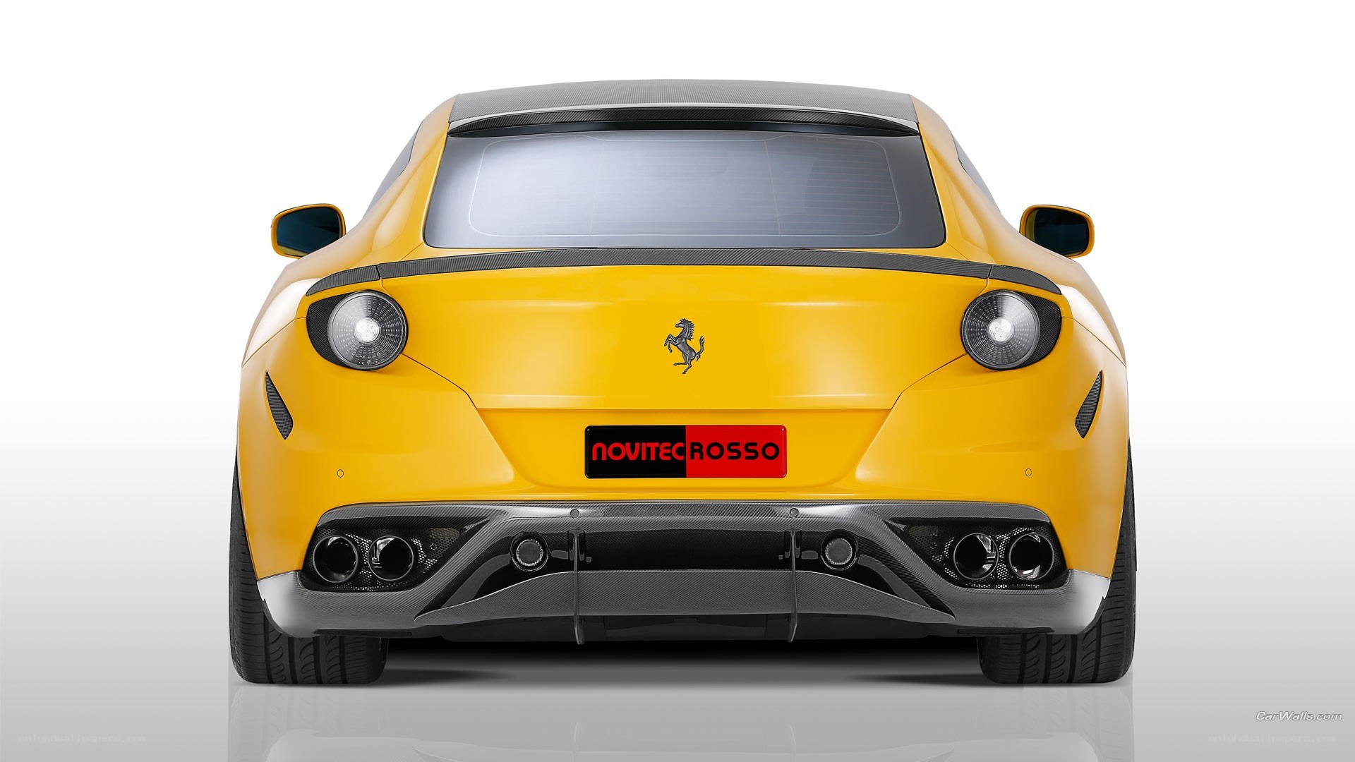 yellow ferrari rear view