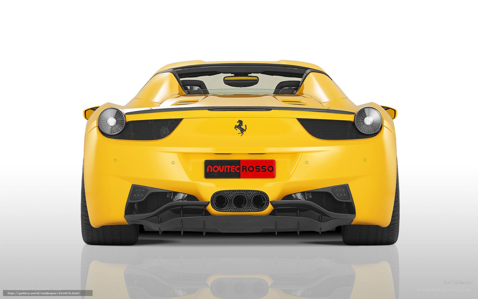 yellow ferrari rear view