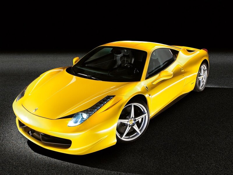 Yellow Ferrari sports car