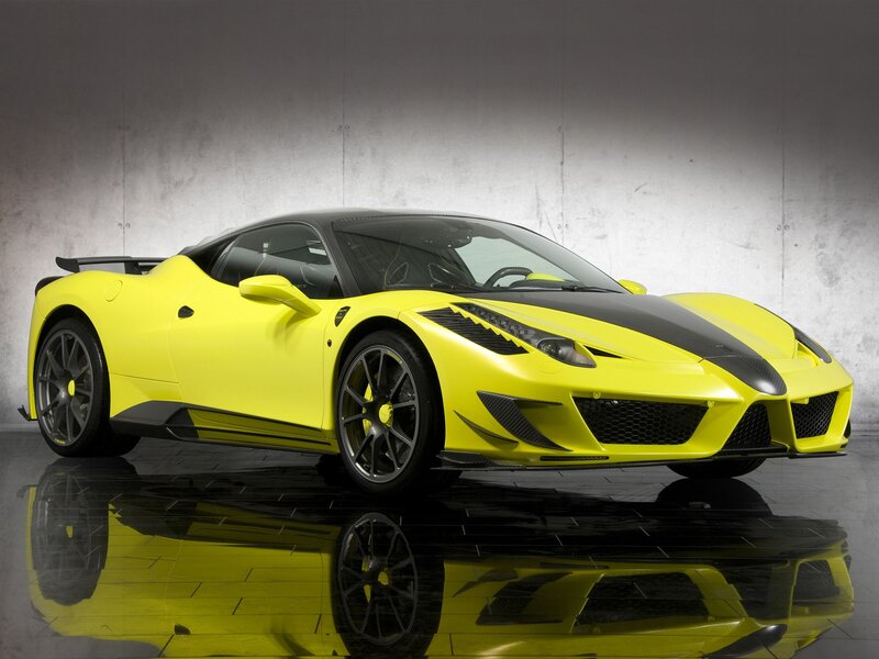 yellow ferrari sports car