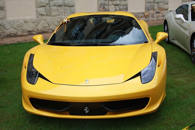 Yellow Ferrari sports car