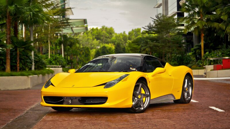 Yellow Ferrari sports car