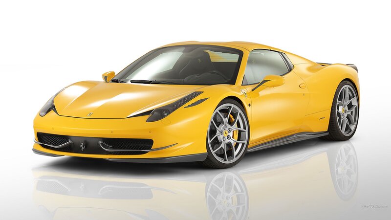 yellow ferrari sports car