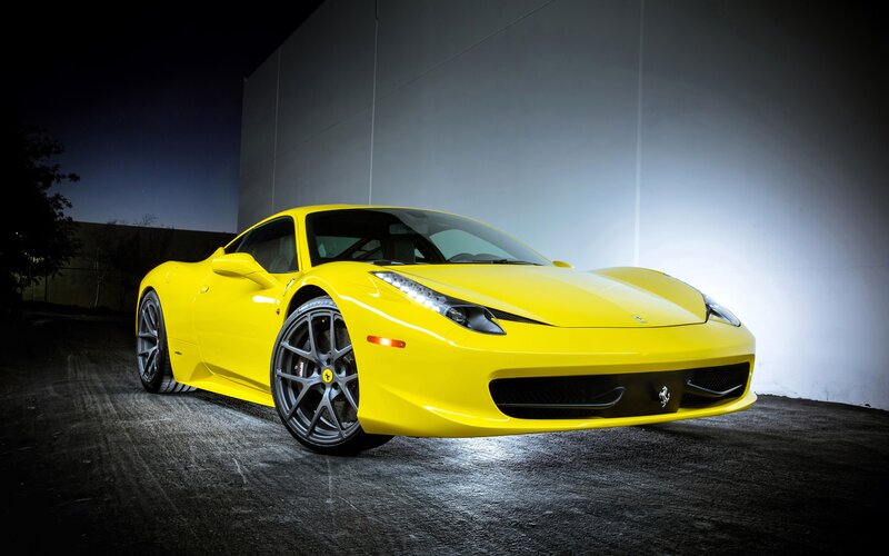 Yellow Ferrari sports car