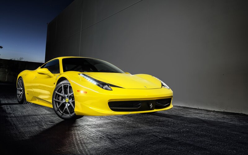 Yellow Ferrari sports car